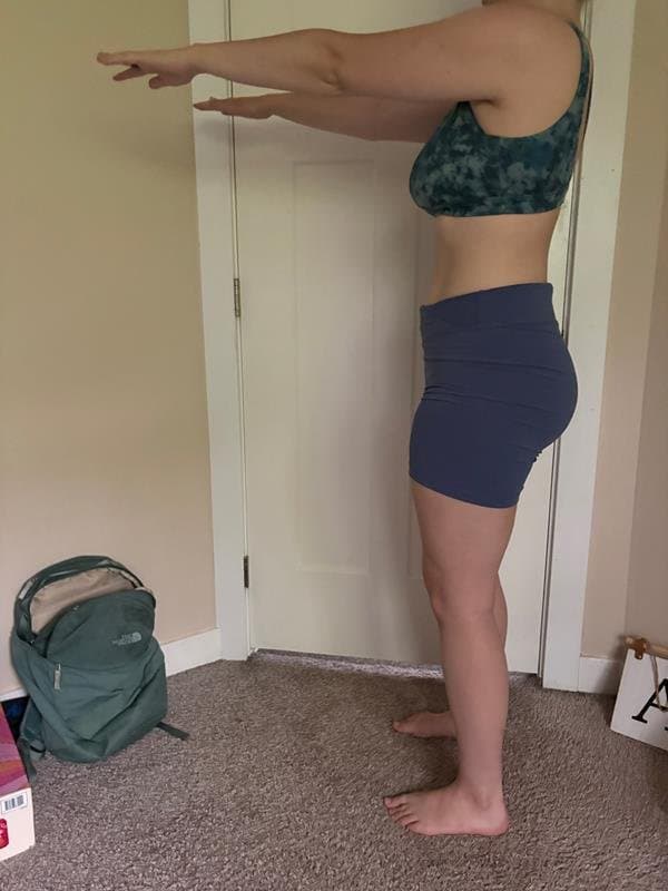 Client N after two months of coaching, side profile (face hidden for privacy)